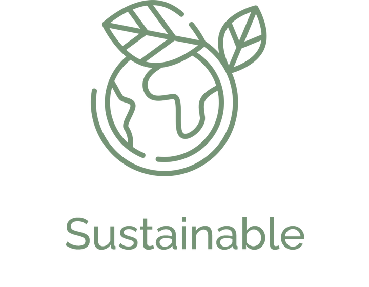 Grünes Logo mit einem Planeten, der von einer Pflanze umgeben ist. Darunter steht "Nachhaltig".